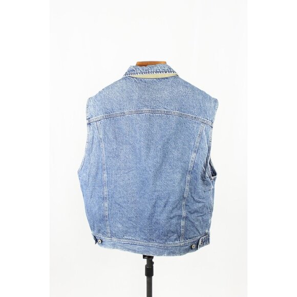 Vintage TOMMY HILFIGER 100% Cotton Star Print Lined Denim Vest, Size XL - Picture 2 of 16
